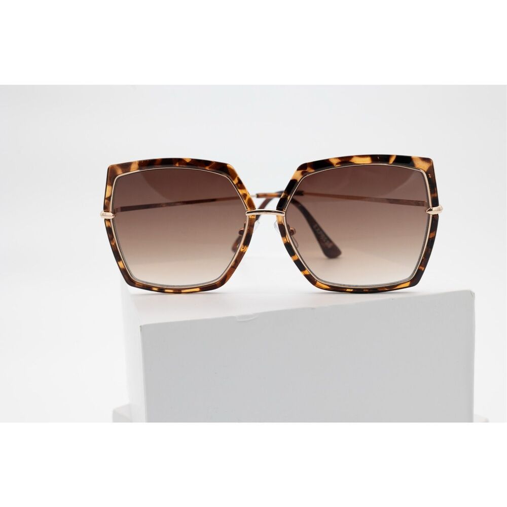 Express Oversized Tortoiseshell Gradient Sunglasses Square Brown‎